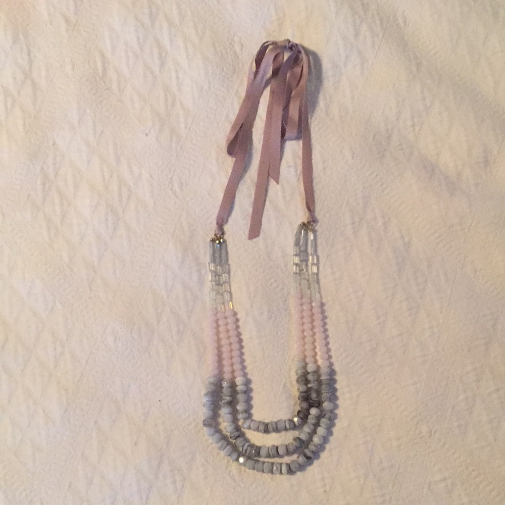 Loft beaded necklace. Greys/pinks